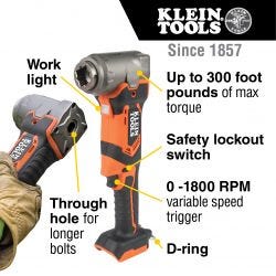 Klein Tools BAT20LW 90-Degree Impact Wrench, Tool Only - Image 4