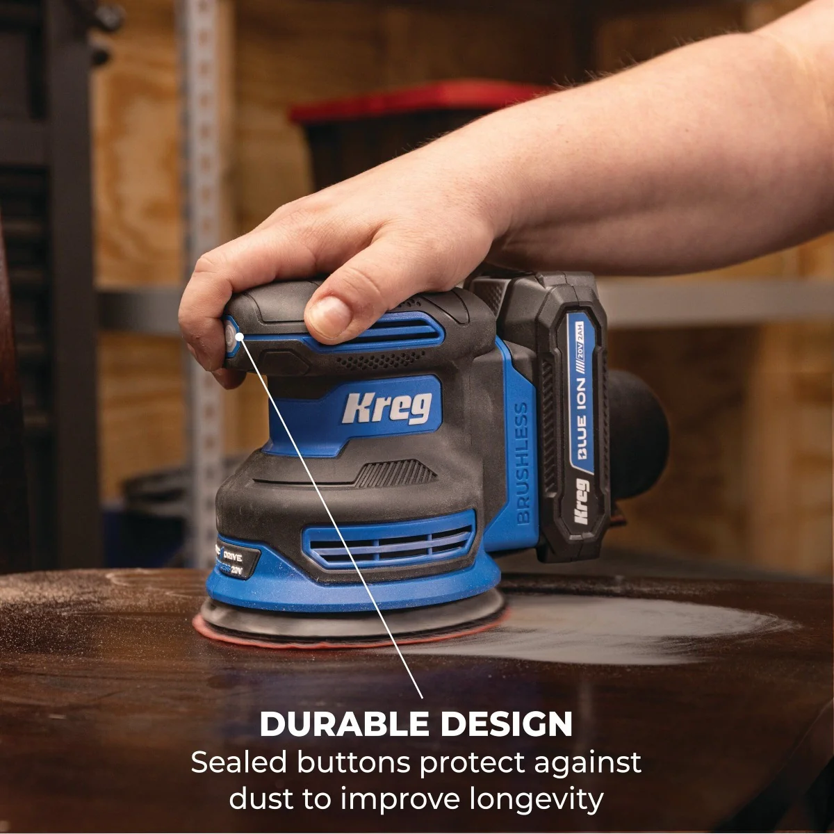 Kreg KPTRS500A 20V Ionic Drive Cordless 5-in Random Orbit Sander, Tool Only - Image 6