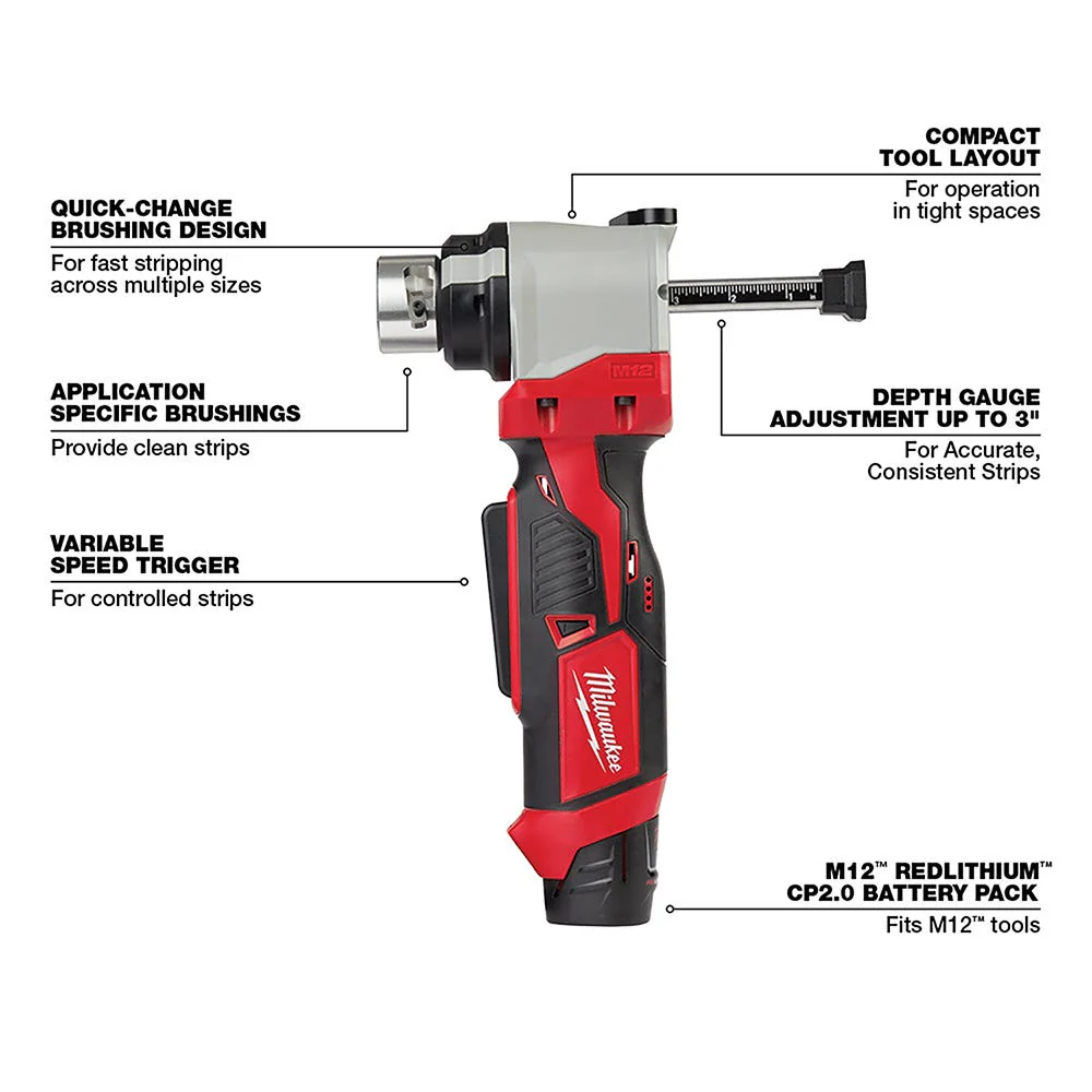 Milwaukee 2435AL-21 M12 Cable Stripper 2.0Ah Kit for Aluminum THHN / XHHW - Image 5