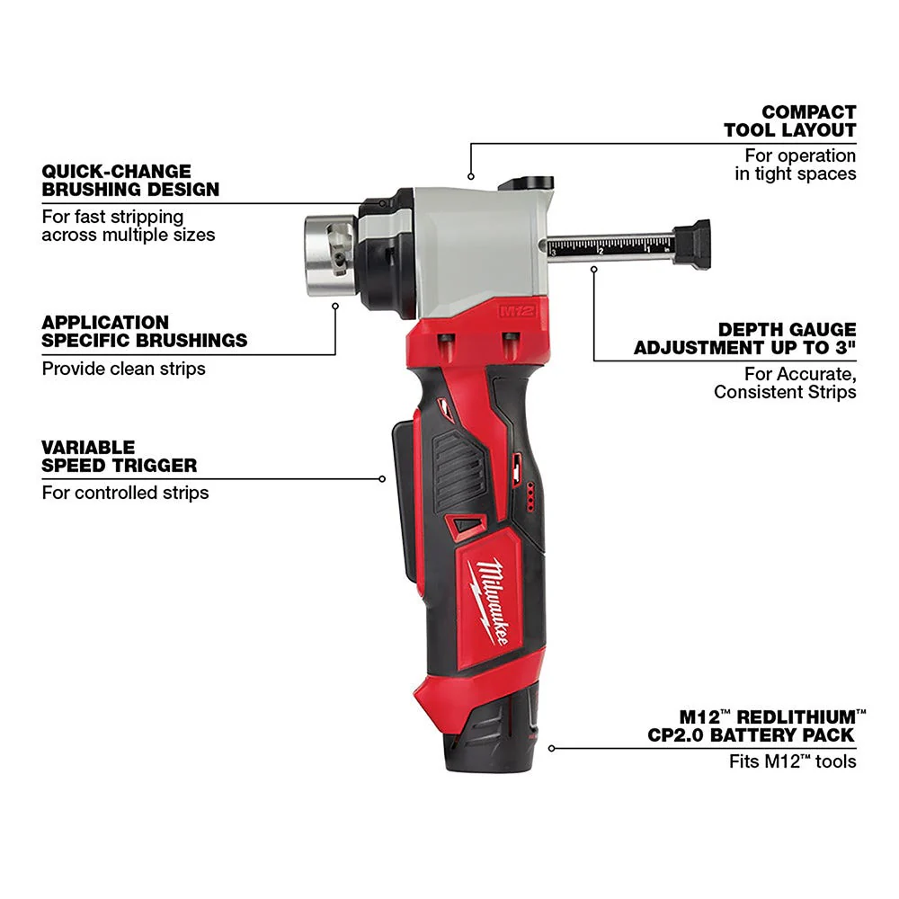 Milwaukee 2435X-21 M12 Cable Stripper 2.0Ah Kit for Copper RHW / RHH / USE - Image 5