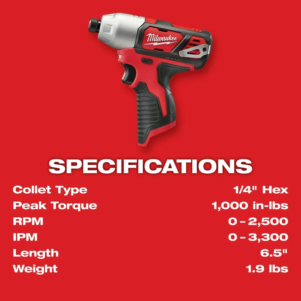 Milwaukee 2462-22 M12 1/4-Inch Hex Impact Driver 1.5AH Kit - Image 4