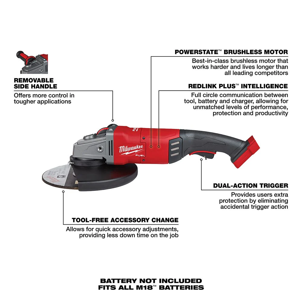 Milwaukee 2785-20 M18 FUEL 7" / 9" Large Angle Grinder, Tool Only - Image 7