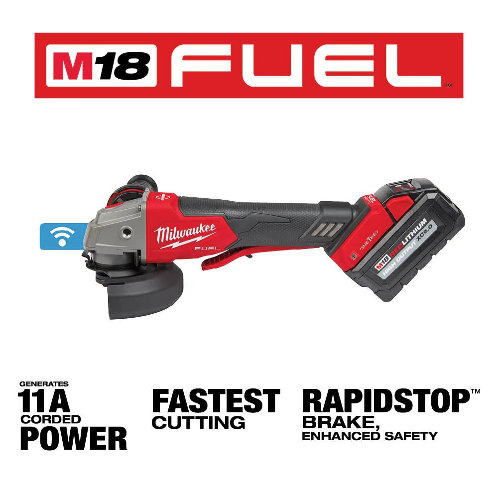 Milwaukee 2882-22 M18 FUEL 4-1/2" / 5" Braking Grinder w/ ONE-KEY Paddle Switch, No-Lock Kit - Image 4