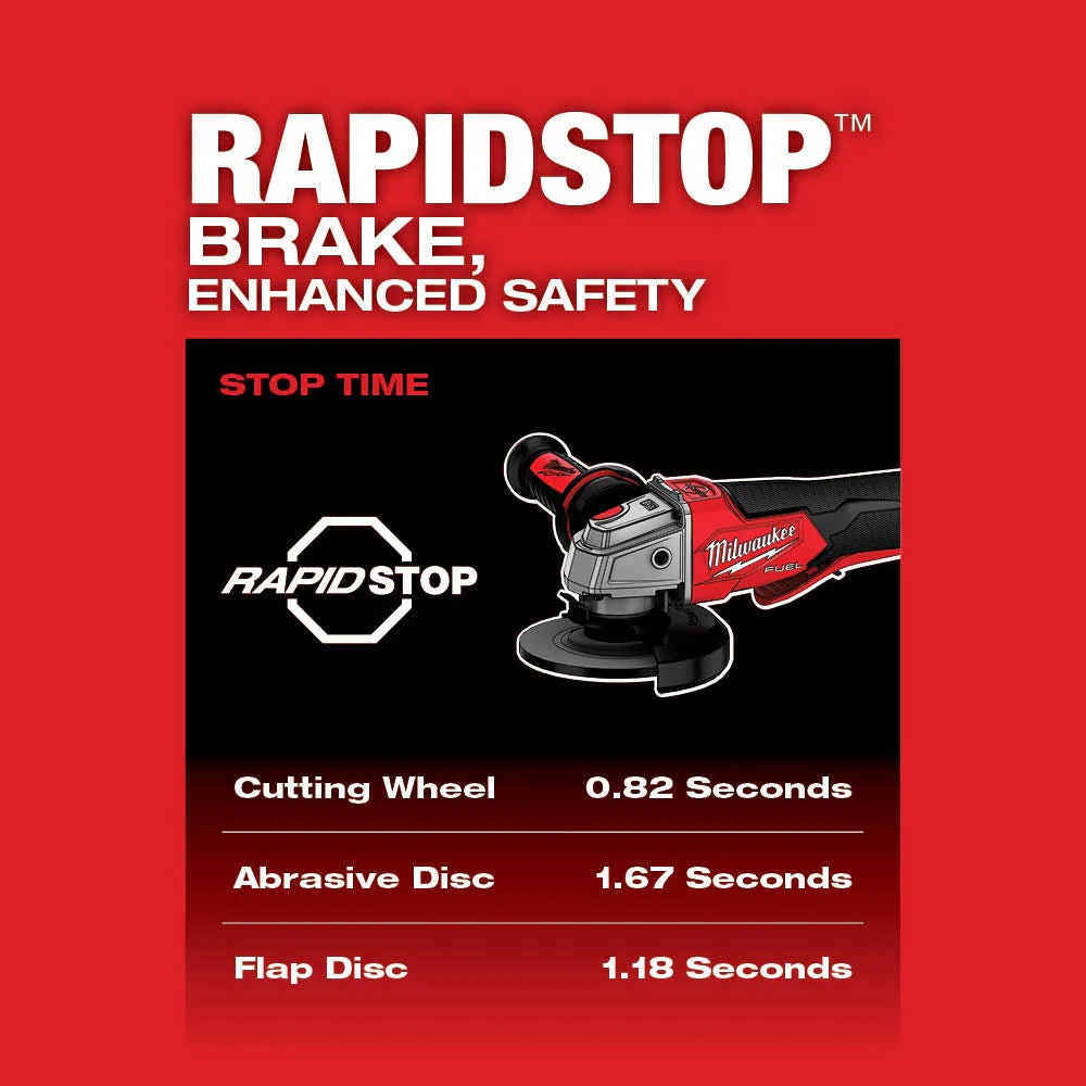 Milwaukee 2882-22 M18 FUEL 4-1/2" / 5" Braking Grinder w/ ONE-KEY Paddle Switch, No-Lock Kit - Image 7