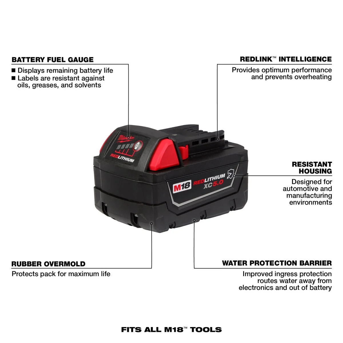 Milwaukee 48-11-1850R M18 REDLITHIUM XC5.0 Resistant Battery - Image 3