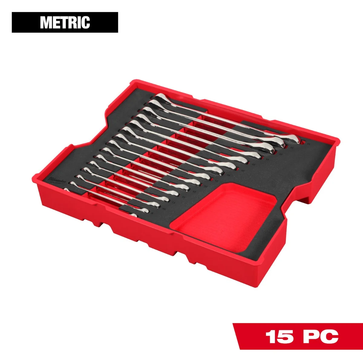 Milwaukee 48-22-0156 15-Piece Metric Ratcheting Combination Wrench Set with Tray for PACKOUT Drawers - Image 4