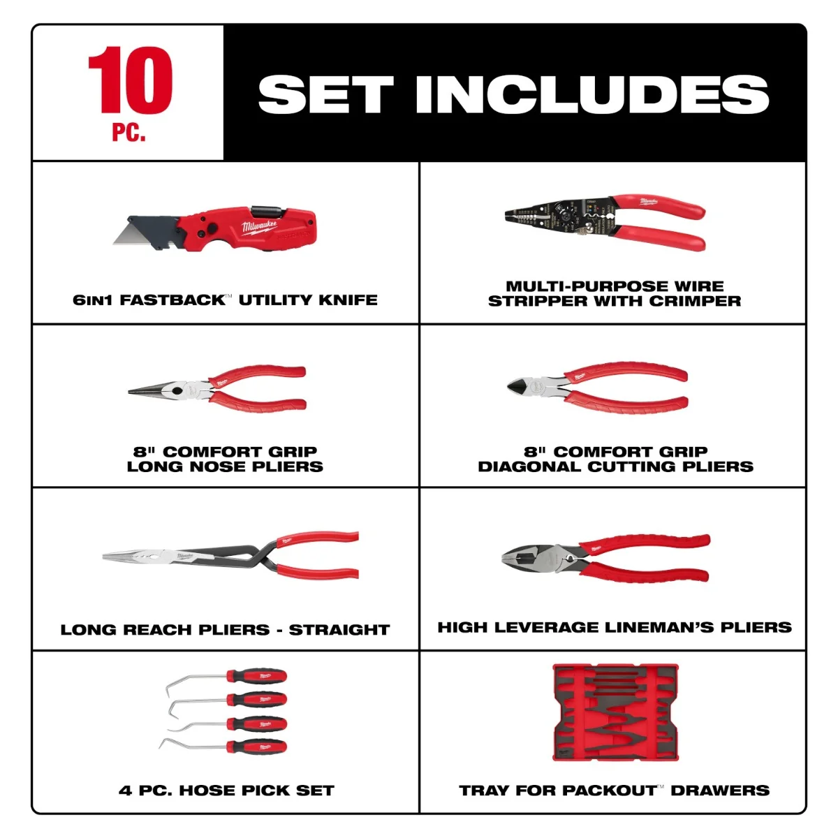 Milwaukee 48-22-0159 10-Piece Pliers & Pick Set with Tray for PACKOUT Drawers - Image 3