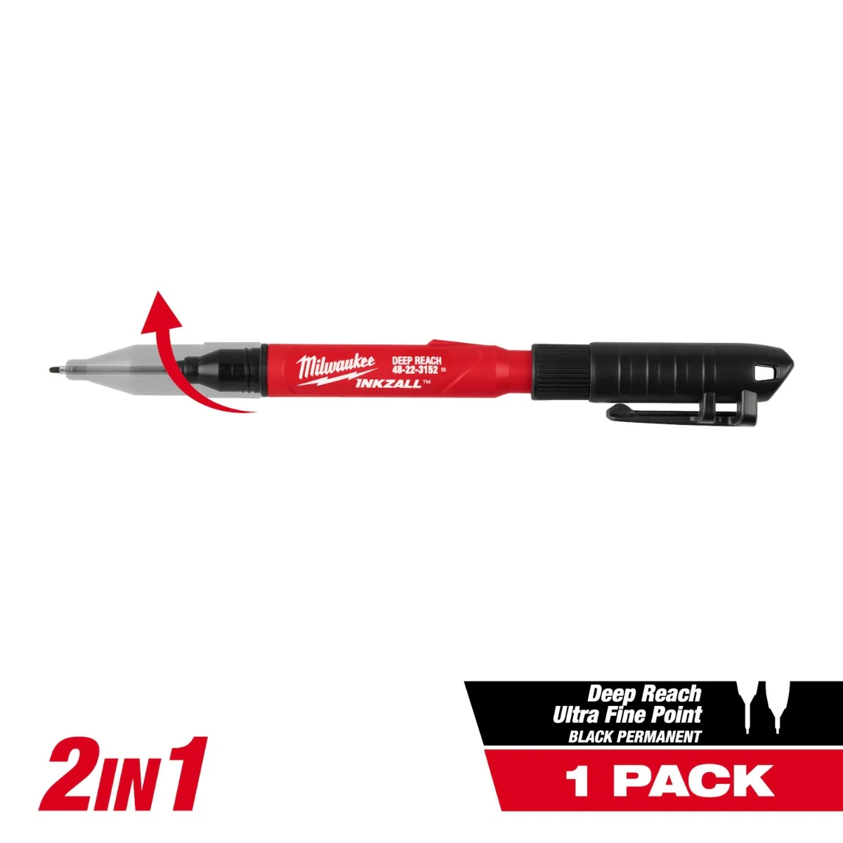 Milwaukee 48-22-3152 INKZALL 2IN1 Deep Reach Ultra Fine Point Black Jobsite Marker - Image 16