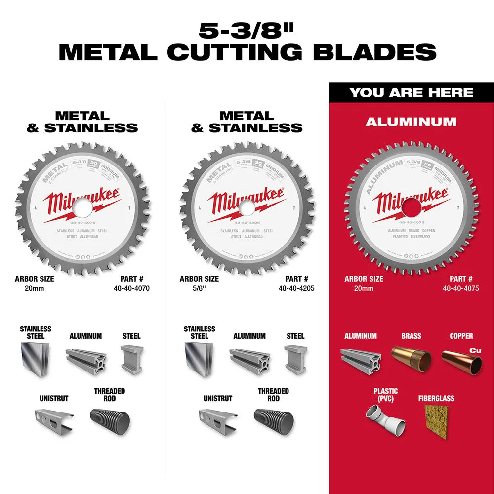 Milwaukee 48-40-4075 5-3/8 in. 50 Teeth Non-Ferrous Metal Circular Saw Blade - Image 5