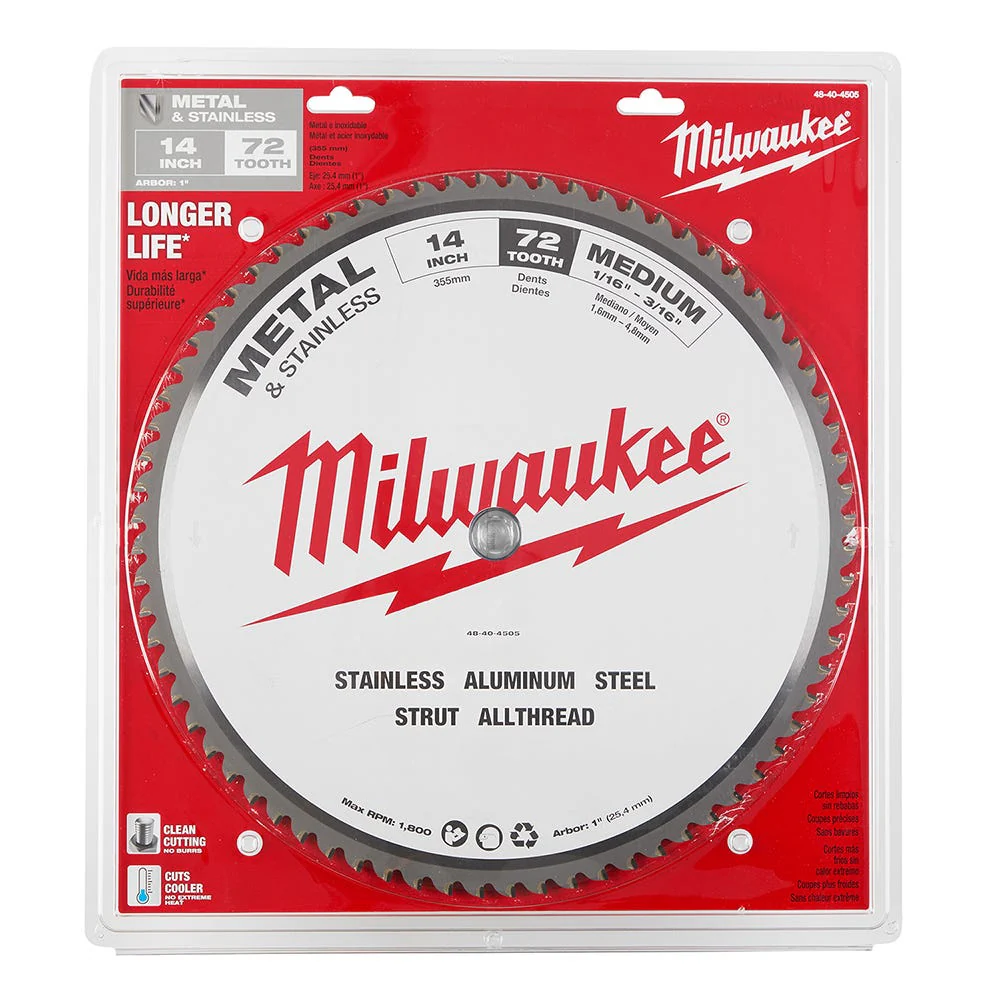 Milwaukee 48-40-4505 14 in. 72 Teeth Dry Cut Carbide Tipped Circular Saw Blade - Image 6