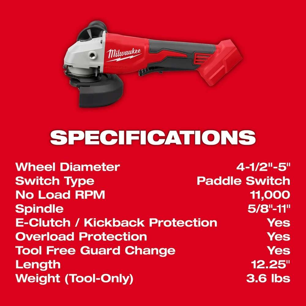 Milwaukee 2686-20 M18 Brushless 4-1/2" / 5" Cut-Off Grinder, Paddle Switch (PROMO) - Image 4